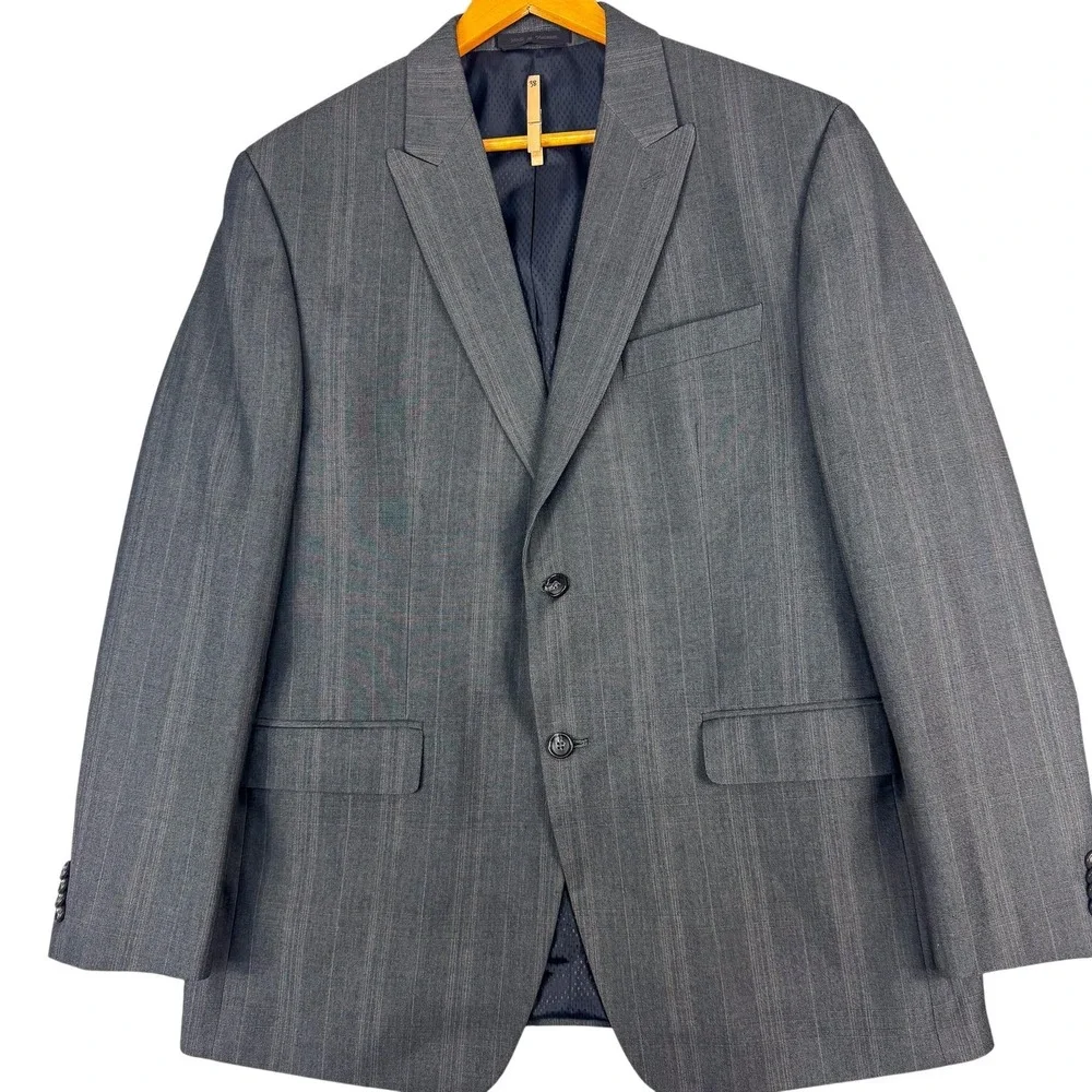 Sean John Blazer Mens 42R Gray Pinstripe Two Button Suit Jacket Notch‎ Lapel